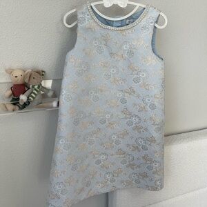 Elegant Blue and Gold Floral Dress